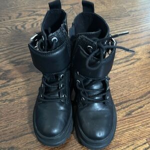 Zara Black Kids Boots with Lace-Up Design